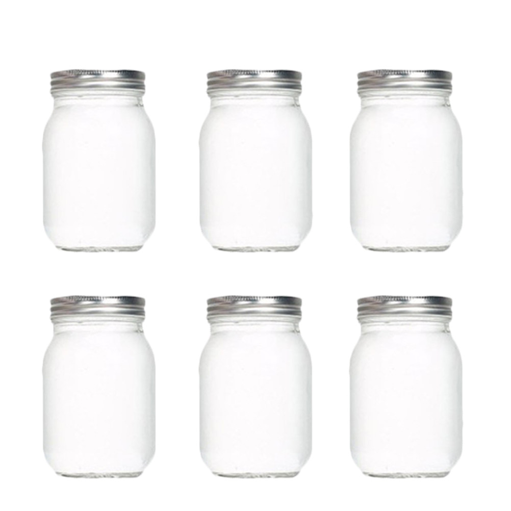 Food Storage With Lids - 6 pots en verre ronds transparents