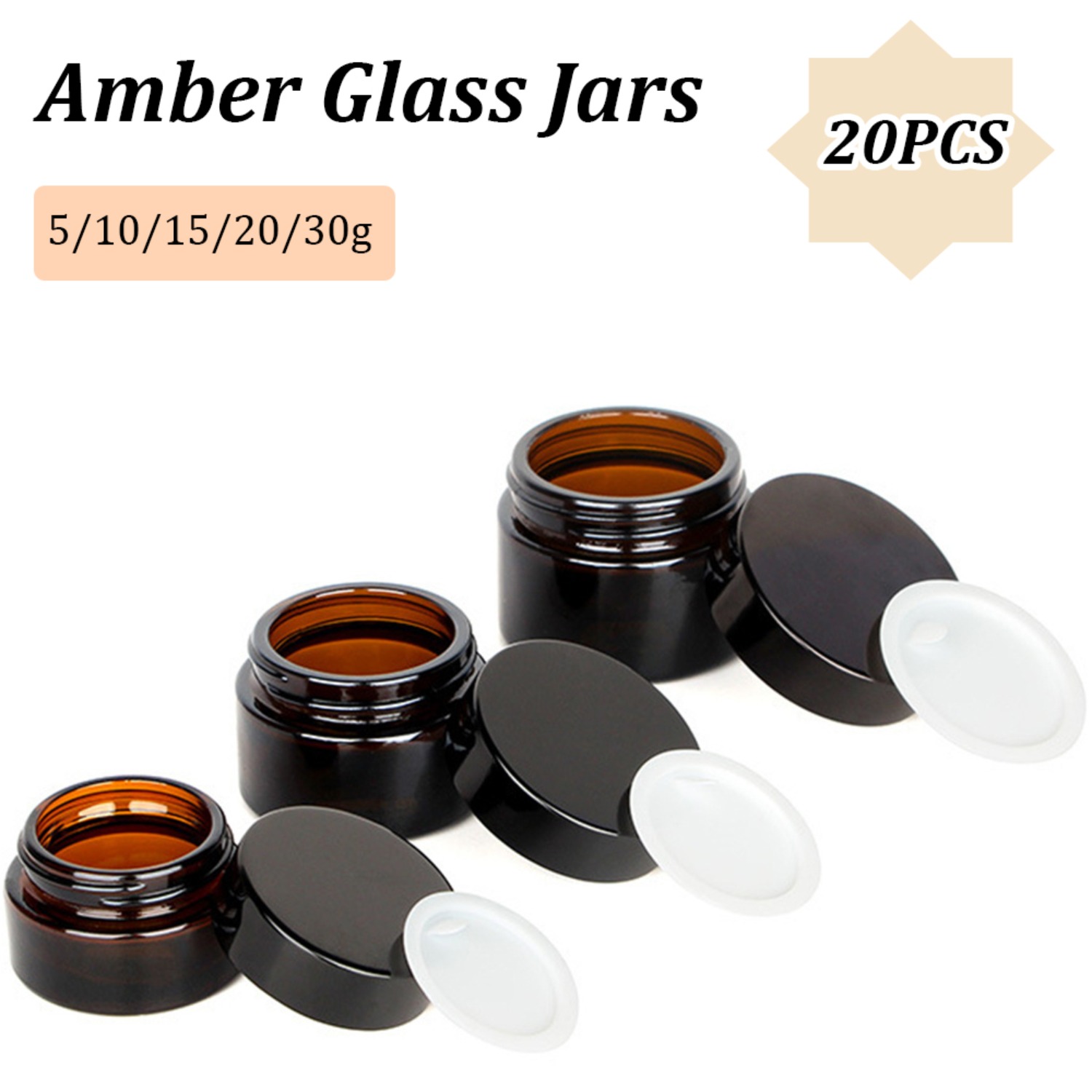 Food Storage Glass Set - Petits pots en verre ambré avec
