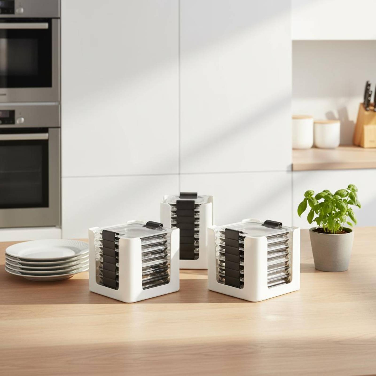Food Storage With Lids - Lot de 3 supports de rangement
