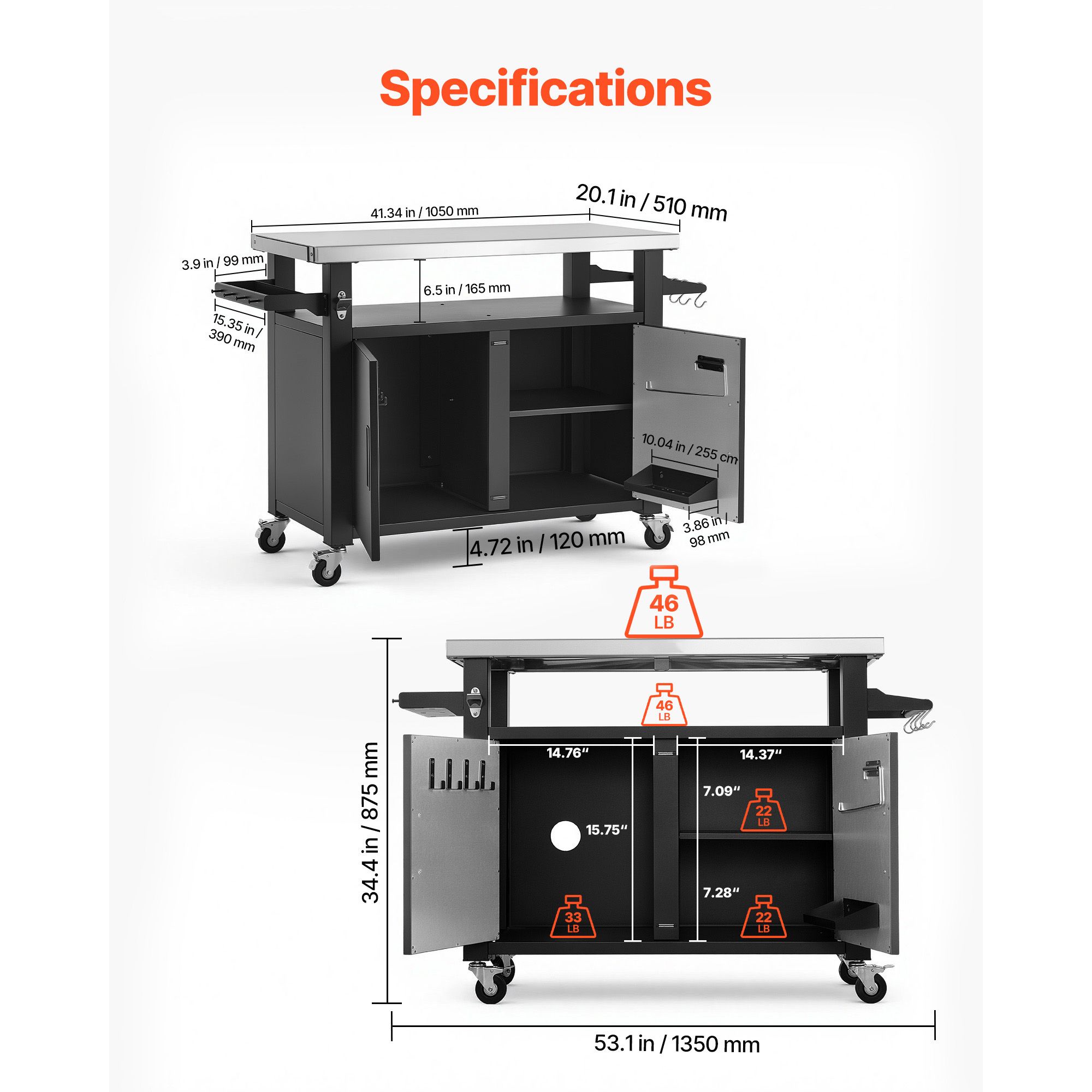Chariot de barbecue extérieur  - Food Storage Kitchen Cabinet avis et prix