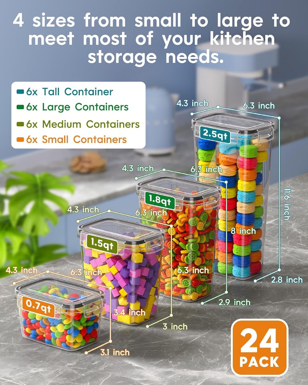 24 contenants hermétiques pour - Food Storage With Lids avis et prix